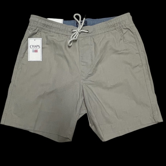 Men's Chaps 7" Khaki Pull On Shorts Adjustable Elastic Waist Size Medium NWT - Picture 1 of 10